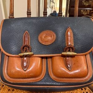 Dooney & Bourke Black and Brown Leather Messenger Bag